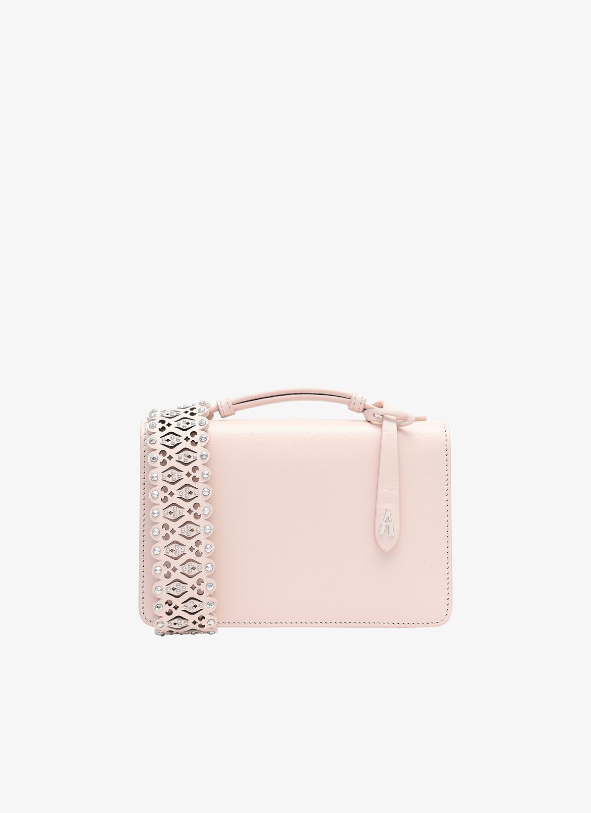 FRANCA SMALL CUIR LUX VERRERIE STRAP GALET ALAÏA GRAY  FRANCA SMALL CUIR LUX VERRERIE STRAP GALET